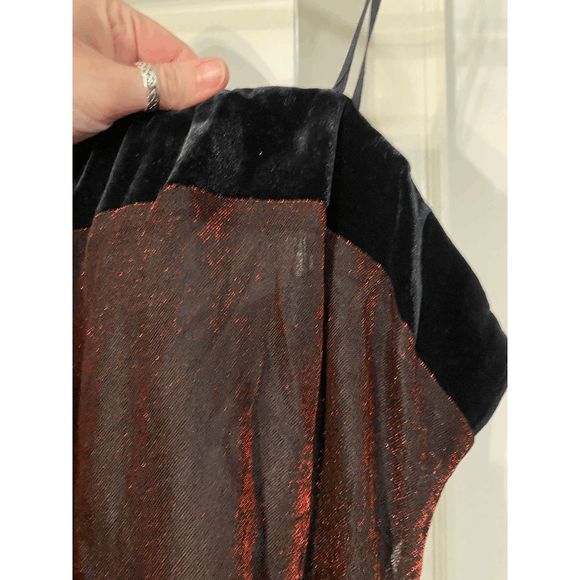 Fiesta Red and Black Shimmery Evening Prom Dress with Velvet (like) Band NWT Siz - Picture 3 of 6